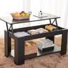 Modern Coffee Table, Rectangular Lift Up Top With Lower Open Shelf