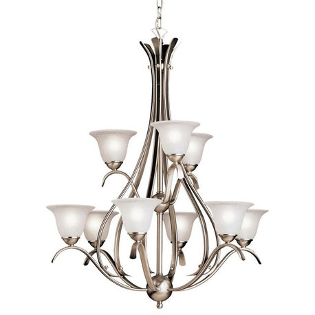 Kichler Dover Chandelier 9-Light, Brushed Nickel, Etched Seeded