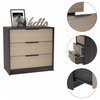 Washington 3 Drawer Dresser with Metal Handles, Black/Light Oak