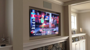 Recessed LED TV over fireplace & surround system