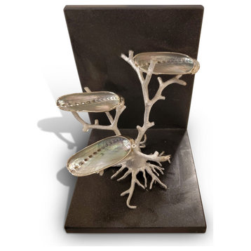 3 Silver Plated Abalone Bookend