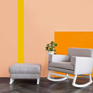 Cement/White Positano Rocking Chair & Ottoman