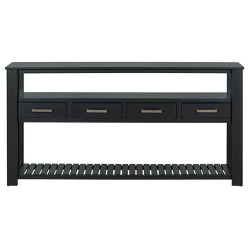 62.2'' Modern Console Table Sofa Table, Black