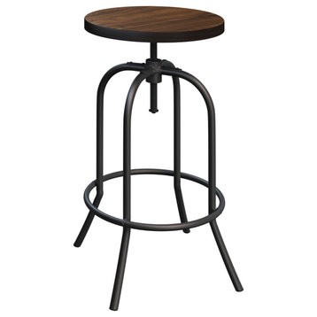 Swivel Bar Stool Adjustable Backless Stool for Counter Height, Brown
