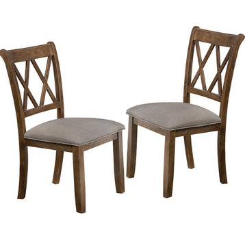 Luxembourg Farmhouse Dining Side Chairs, Set of 2, Antique Natural Oak