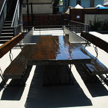 Live edge table and bench