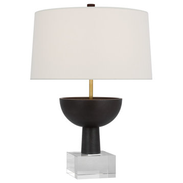 Eadan Medium Table Lamp in Warm Iron with Linen Shade