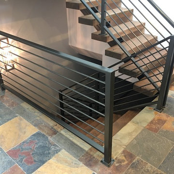 Eagle Landing - Floating Mono Beam Staircase & Horizontal Railings