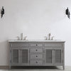 Piedmont 72" Double Vanity With White Marble Top, Gray, Without Mirror