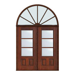 Prehung Patio Transom Double Door 80 Fiberglass 3/4 Lite 3 Lite - Patio Doors