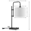 24.75" Industrial Designer Metal LED Task Lamp With USB Charging Port, Black