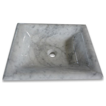 Carrara White Marble 20" Rectangular Vessel Basin Sink Polished