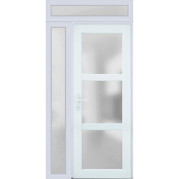 Front Exterior Prehung Door Frosted Glass / Manux 8552 White / 48 x 94" Right In