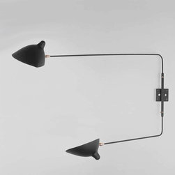 Serge Mouille - Serge Mouille 2 Straight Arms Rotating Sconce - Swing Arm Wall Lamps