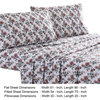 Benzara BM242751 4 Piece Full Bedsheet Set With Rose Print, White and Pink