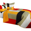 Stable Life 3PC Vermicelli-Quilted Patchwork Quilt Set-Full/Queen Size