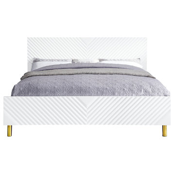 ACME Gaines Eastern King Bed, White High Gloss Finish