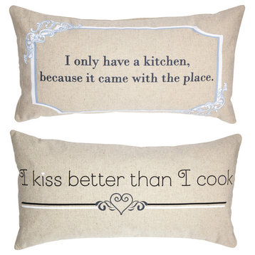 Kiss Better Than I Cook Double Sided Pillow Kitchen Signs Kitchen Decor