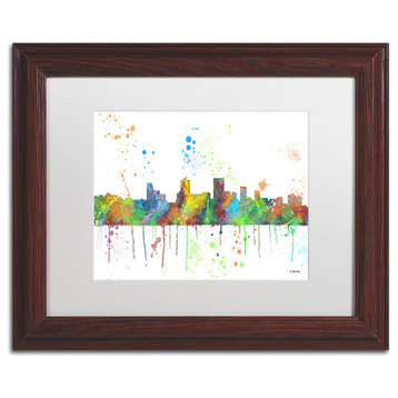 Watson 'Springfield Illinois Skyline' Art, Wood Frame, 11"x14", White Matte