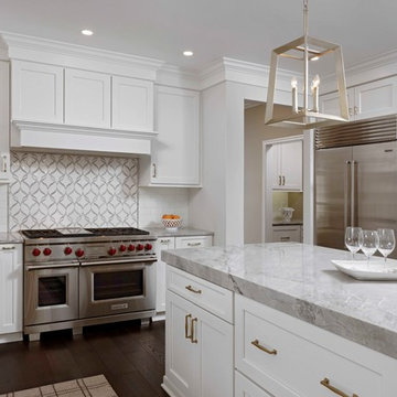 Custom Exhaust hood with Marble Mosaic Feature