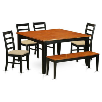 East West Furniture Parfait 6-piece Wood Dining Set in Black/Cherry
