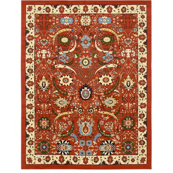 Country and Floral Kashan 10'x13' Rectangle Sienna Area Rug