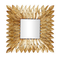 Brown Rustic Metal Wall Mirror, 30" x 30"