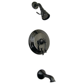 Kingston Pressure Balanced Tub/Shower Faucet w/Handle, Black Stainless Steel