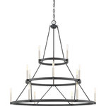 Quoizel - Quoizel DOR5015MB 15 Light Chandelier Doran Mottled Black - The Doran features minimal style with maximum impact. The rich mottled black finish showcases the collection`s unique suspension, while candle sleeves in antique nickel provide a pop of contrast.