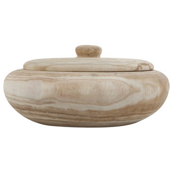 Decorative Natural Paulownia Wood Container With Lid