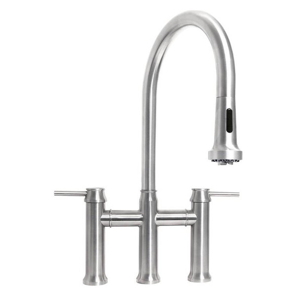 Lead-Free Bridge Faucet in Polished Stainless Steel