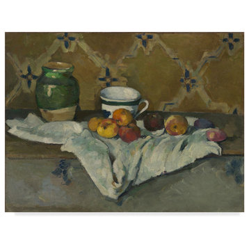 Paul Cezanne 'With Jar Cup And Apples' Canvas Art, 47"x35"