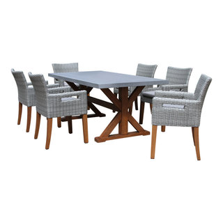 7-Piece Dining Table With Composite Concrete Top and Light Gray Chairs -  Tropical - Outdoor Dining Sets - by Outdoor Interiors | Houzz