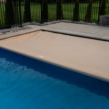 Rectangular Pool with Sheer Descent Water Wall & Automatic Safety Cover