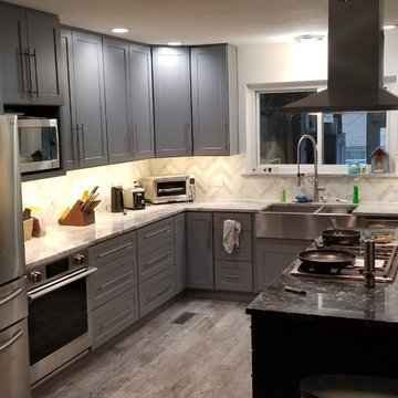 Light Blue/Gray Shaker and Espresso Shaker Kitchen