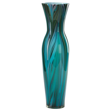 Cyan Design 2921 Tall Peacock Feather Vase | Multi Colored Blue