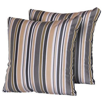 Gold Stripe Outdoor Throw Pillows Square Set of 2