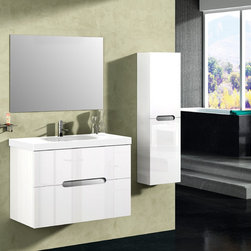 Abella 32 inch Modern White Finish Bathroom Vanity Set - Bathroom Vanities And Sink Consoles