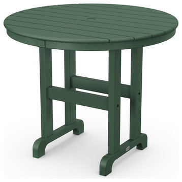 Polywood 36" Round Farmhouse Dining Table, Green