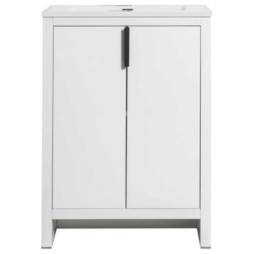 Freestanding Vanity with White Sink Top, White, 24"