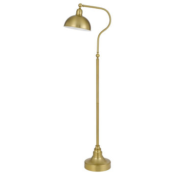 Industrial 1 Light Floor Lamp, Antique Brass
