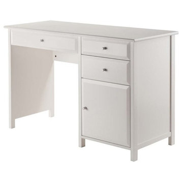 Pemberly Row Transitional Composite Wood Office Writing Desk in White