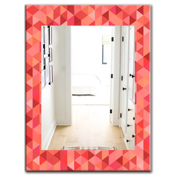 Designart Pink Spheres 14 Midcentury Frameless Wall Mirror, 24x32