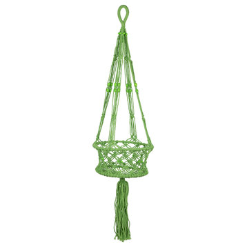 43" Green Lattice Pattern Cotton Netting Decorative Planter Hanger