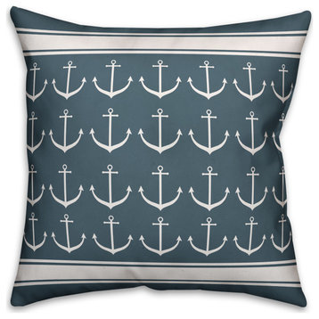 Anchor Stripe Pattern 16x16 Spun Poly Pillow