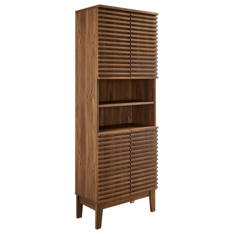 Render Tall Bathroom Storage Cabinet, Walnut