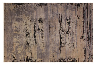 Contemporary Ziegler Charlene Gray Tan Hand-Knotted Wool Rug - 10'10'' x 15'2''