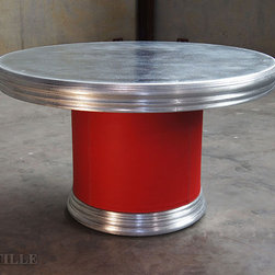 Pewter Table | Leather Wrapped Base - Products