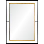 Renwil - Gray Rectangle Mirror 28 X 38 X 1 - Elegance gets a contemporary twist in this geometrically designed mirror. Featuring a juxtaposition of black powder coated metal and gold leaf finished wood, this piece offers versatility without sacrificing style. Elevate a modern foyer by hanging it above the entryway table or chair.