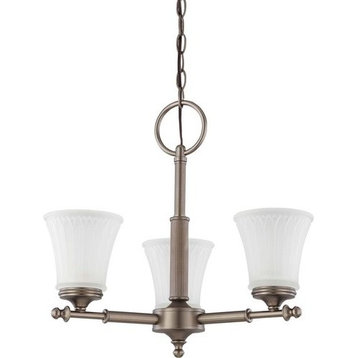 Nuvo Teller 3-Light Aged Pewter and Frosted Etched Glass Chandelier
